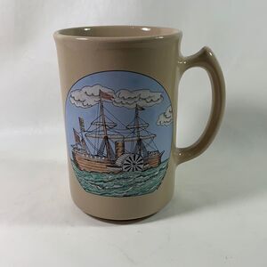 River Steamboat Beige Heavy Stone Ware Coffee Mug